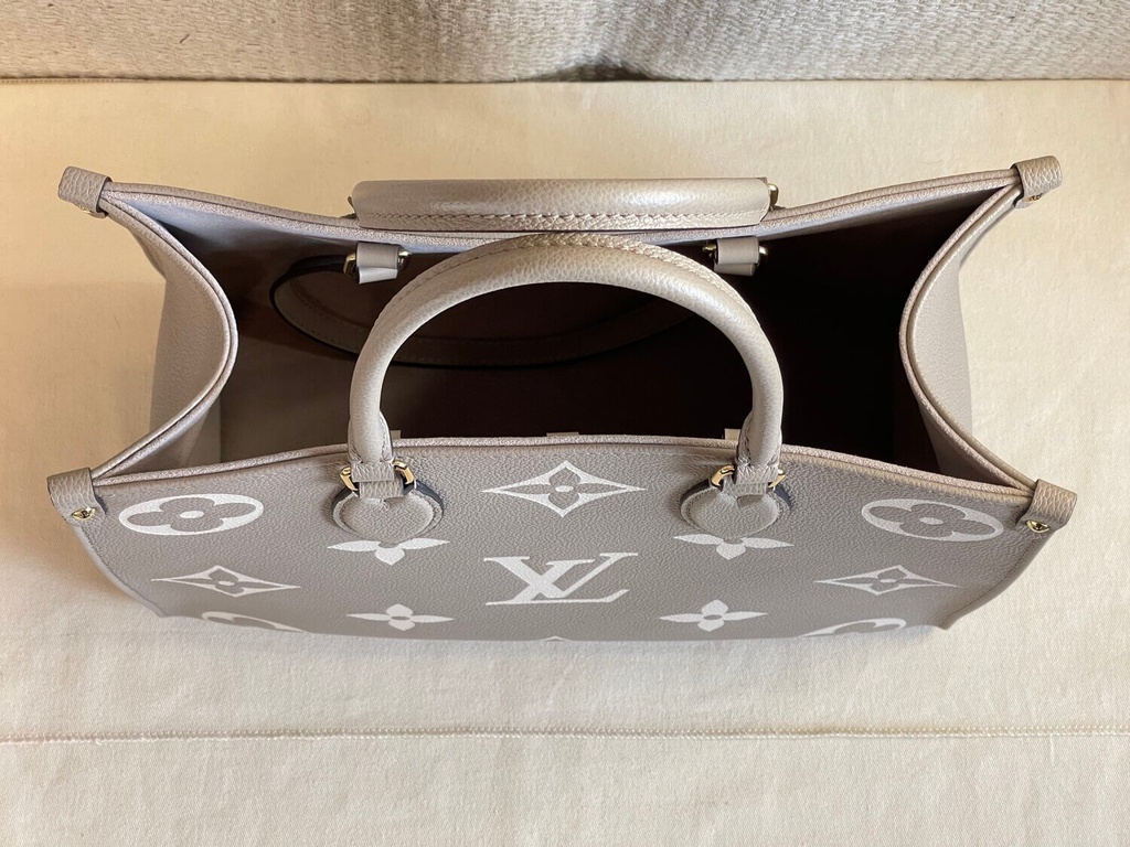 100 Original Louis Vuitton Onthego MM bicolor Dune Tourterelle